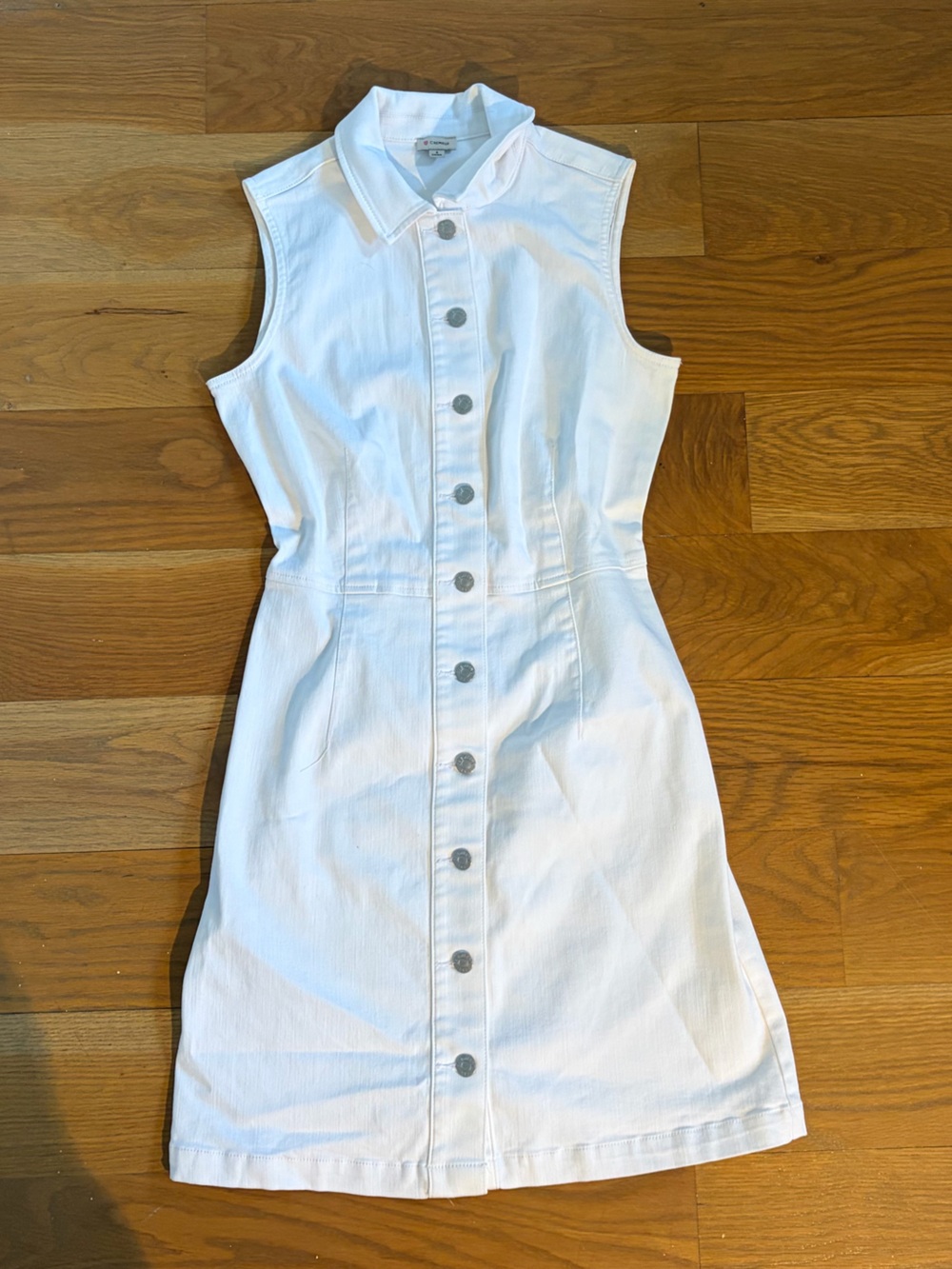 Daniel Cremieux Sleeveless White Button-Front Midi Dress